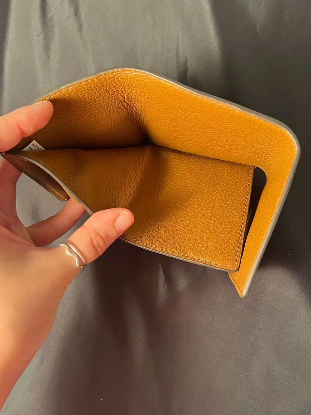 Tory Burch Britten Brown Moose Pebbled Leather Tri-Fold Wallet 4” L x 3.75” W